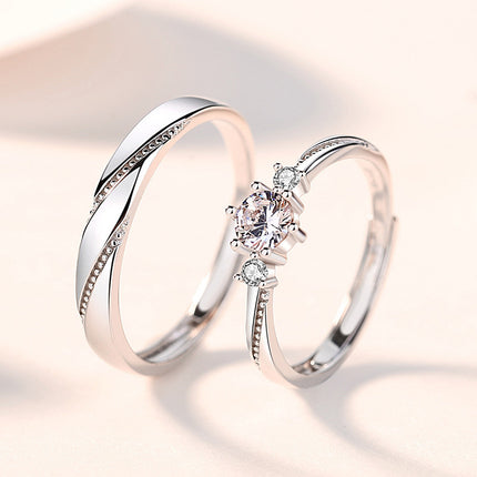 S925 Sterling Silver Love at First Sight Couple Ring Pair Japanese and Korean Simple Fashion Men and Women Drop Shipping