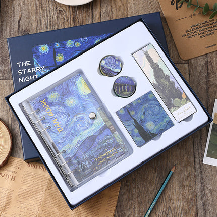European and American Style Oil Painting Handbook Set Creative Van Gogh Monet Gift for Students Art Handbook Notepad Gift Box