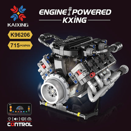 Cross-border Rambo sports car Simulation V8 Engine Engine Lighting Edition app Programmable Building Blocks Model Toy