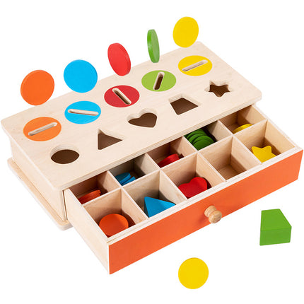 Children's Wooden Educational Toys Gift 1-3 Years Old Kindergarten Early Education Coin Box Drawer Game Teaching Aids Children's Factory