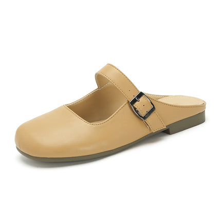 Mary Jane shoes women's new square toe niche French retro shallow mouth strap flat slimming breathable soft bottom single-layer shoes