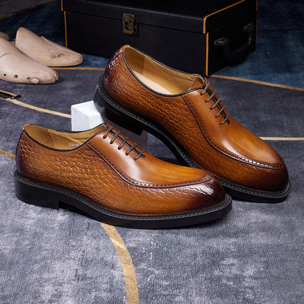 Elegant Men Dress Shoes High Quality Natural Full Leather Men Wedding Banquet Social Business Office Pointed Toe Oxfords Male