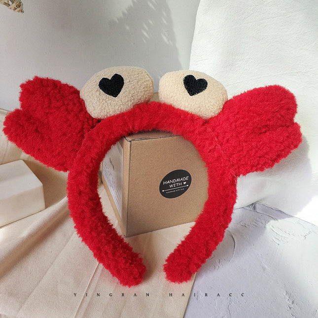 Korean Cartoon Red Crab Headband for Washing Face, Women's Hairband, Hair Clip, Hair Tie, Internet Celebrity Style Bangs