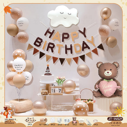 Cross-Border Ins Style Kidsren's Birthday Scene Decoration Boys and Girls Balloons Family Simple Party Ritual Sense