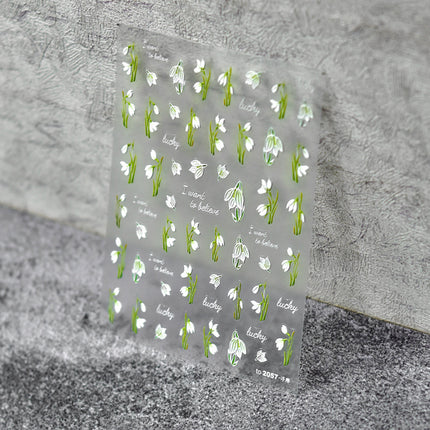Little Lily of the Valley Flower Nail Art Sticker Tomoni Embossed Adhesive Popular New Japanese Style Style 5D Butterfly Nail Sticker Decoration
