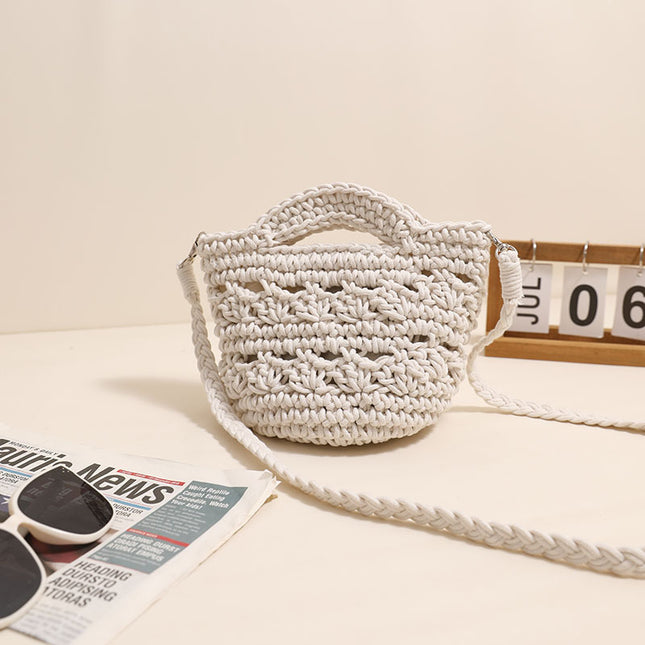 Cute Crossbody Cotton Woven Bag New Mobile Phone Bag Hollow Hand Straw Woven Bag Holiday Beach Bag All-match Women's Bag