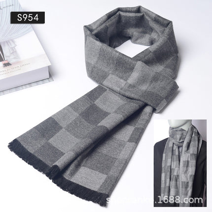 New Plaid Scarf for Men in Autumn and Winter, New Korean Version for Boyfriend, Plaid Scarf, Shawl, Male and Female Students, Couple to Keep Warm