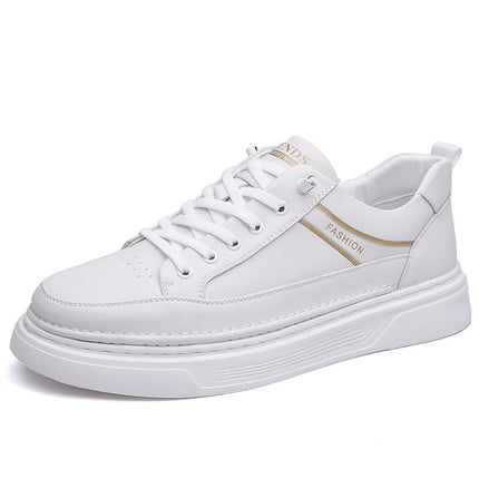 Autumn 2024 White Shoes Bean Shoes Men's Casual Driving Shoes Soft Sole Fashion Leg All-match Sports Leather Sneakers
