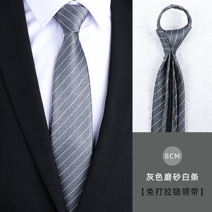 Dress Business Tie Men's and Women's Groom Wedding Black Zipper Korean Narrow No Lazy Striped Bow Tie Plaid