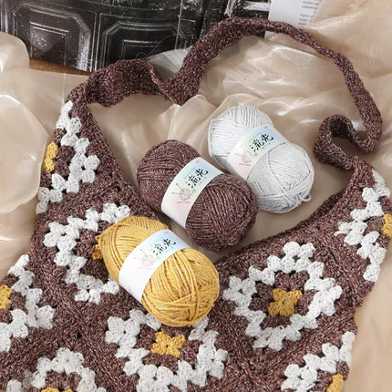 Upgraded Bright Silk Hollow Cotton Hand-woven Hat DIY Bag Anti-pilling Glow Hollow Cotton Group