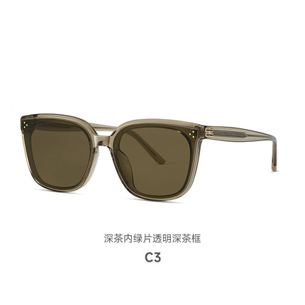 25 New Models of Gm Square-Frame Sunglasses with a High-End Feel, Retro Style, Suitable for Large Faces, Slimming Effect, Uv Protection for Driving, Model 9171