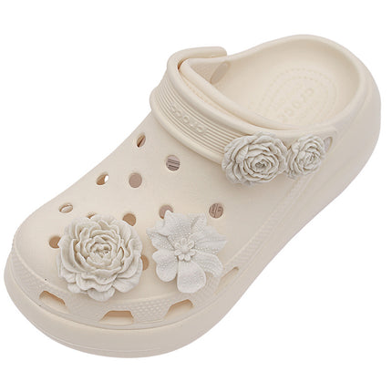 Puff Bouquet Style Clog Shoe Accessories Compatible with Cross Shoes Floral Decoration Linen Cloud Flower Shoe Buckle Set