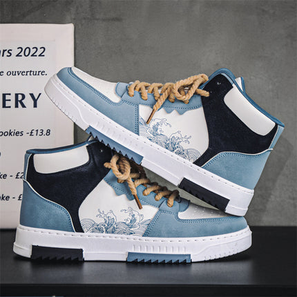 Men's Shoes Autum New High-Top Sports and Leisure Korean Style Trbottomyy Versatile Youth Thick-Soled Board Wholesale Aj Trbottomy Shoes
