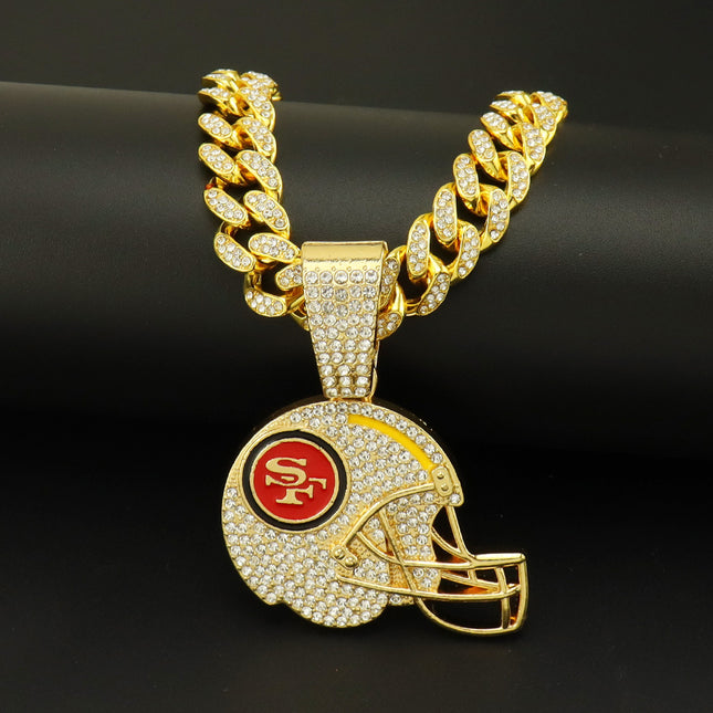 Diamond-encrusted Olive Cap Pendant Cuban Chain Necklace European and American Hip Hop Exaggerated Necklace Punk Clavicle Chain Necklace Chain