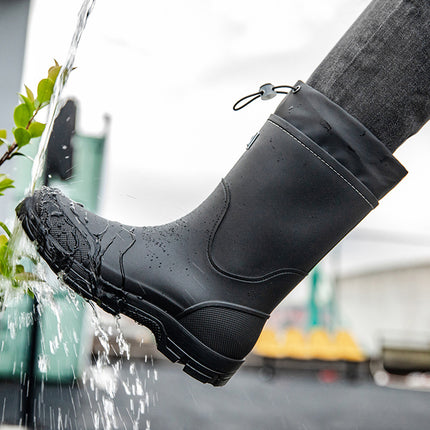Cross-Border Fashion Couple Rain Boots Men's Outdoor Waterproof Fishing Shoes Men's Thick-Soled Non-Slip Kitchen Rubber Shoes Waterproof Car Wash Shoes