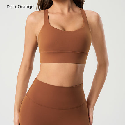 Cross-border Naked Cross-back Fitness Yoga Bra High Strength Shockproof Running Sports Underwear for Women S2010