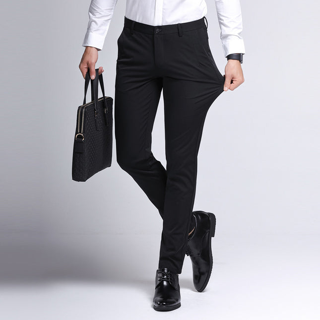 2025 New Men's Autumn Straight Pants Youth Men's Pants Business Casual Pants Non-ironing Slim-fit Small Leg Pants