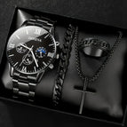 Sunrise steel band black silver + cross (no gift box)