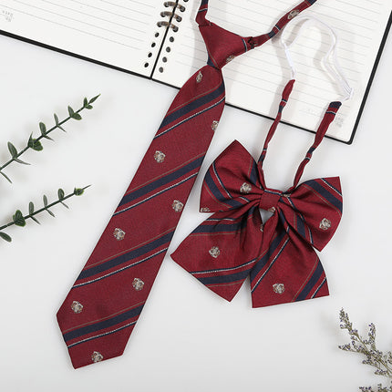 Japanese and Korean striped jk/dk college style men's and women's red cyanotic gray blue shirt accessories tie-free collar suit