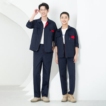 Factory wholesale polyester long sleeve overalls gas station staff tooling can be printed logo wear-resistant breathable labor protection clothing