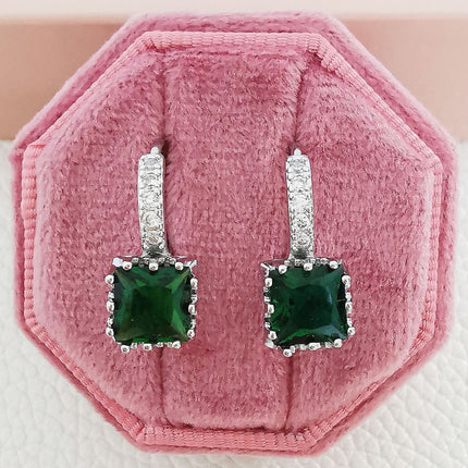 Europe and the United States cross-border temperament inlaid square zircon diamond ear buckle simple sweet full diamond earrings female ear jewelry ear buckle e6437