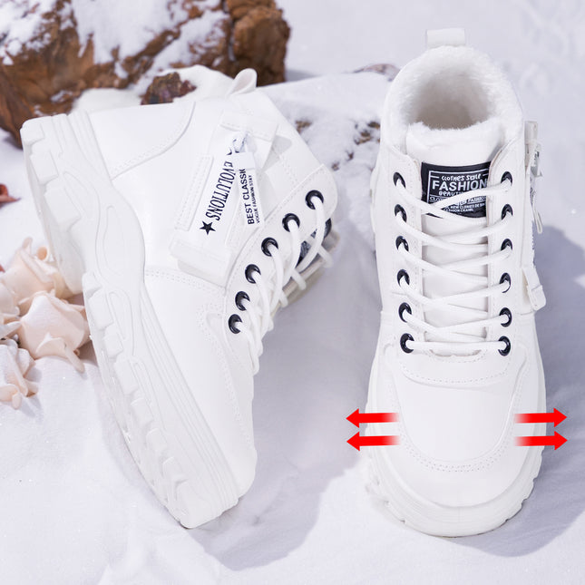 Women's Cotton Shoes Cross-Border Height-Increasing Shoes New Large Size Fashionable Cotton Boots Thick-Soled Comfortable Long Boots Cold-Proof Warm Boots