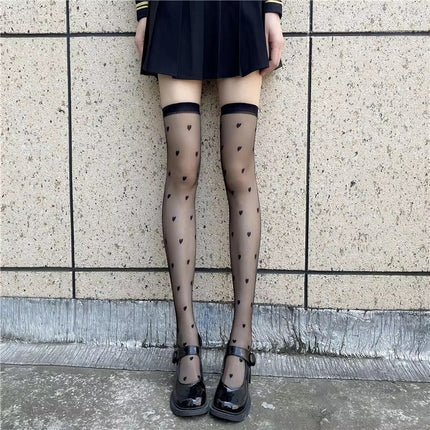 Black Silk Bow Stockings, Long Over-The-Knee Socks for Women, Black Pure Lust Style Sexy Stockings, White Seductive Sexy Stockings