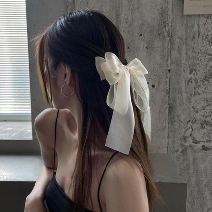 Korean Style Clip Princess Hairpin Organza High-End Hair Spring Clip Headdress Super Fairy Bow Student Hair Accessories