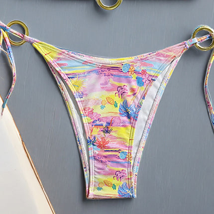 Fresh and Simple Two-Piece Swimsuit for Women, Floral Bikini, New Cross-Border Ruched Gathered Hot Spring Beach Vacation Swimsuit for Women