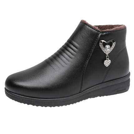 Mother Shoes Winter Cotton Shoes Middle-aged Winter Shoes fleece-lined Autumn and Winter Non-slip Warm Ankle Boots for the Elderly Middle-aged Women's Shoes Leather Shoes