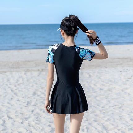 New One-Piece Swimsuit for Women, Large Size, Belly-Covering, Slimming, Hot Spring Swimsuit, Student Sports Swimsuit, Fitness