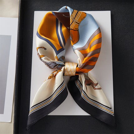 100% Mulberry Silk Silk Scarf 65x 65 Medium Square Scarf Women's Spring and Autumn Matching Shirt Neck Protection Scarf Decorative Thin