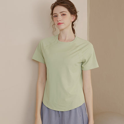 Loose Quick-drying Sports Top Women's Short-sleeved T-shirt Yoga Clothing Breathable Running Training Large Size Slimming Fitness Clothing for Summer