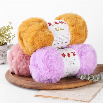 Nine-color bird thick fur line imitation fur fluff line long hair mink hat handmade scarf knitting diy wool ball