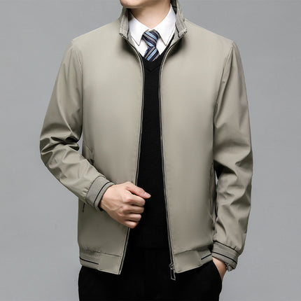 Spring 2025 New Business Middle-aged Casual Jacket Coat Men's Dad Top Middle-aged Baseball Tie Clip