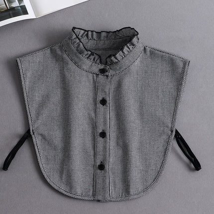 Spring Autumn Winter Holiday Collar All-match Sweater Decorative Plaid Fake Shirt New Arrival Pleated Collar Half High Collar Decorative Collar