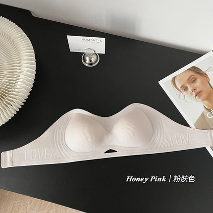 Summer Simple Strapless Jelly Quick-Dry Skin-Friendly Breathable Gathered Bra for Work and Commuting in Bohemian Style