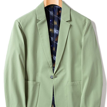 Men's Light Business Small Suit Corduroy Jacket Men's Spring and Autumn Loose Casual Suit Buff Handsome Quality Small Suit Men's Suit