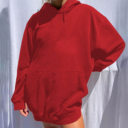 Aliexpress European and American Cross-Border Autumn New Products in Stock Off-Shoulder Hooded Warm Sweatshirt Pure Color Simple Without Printing