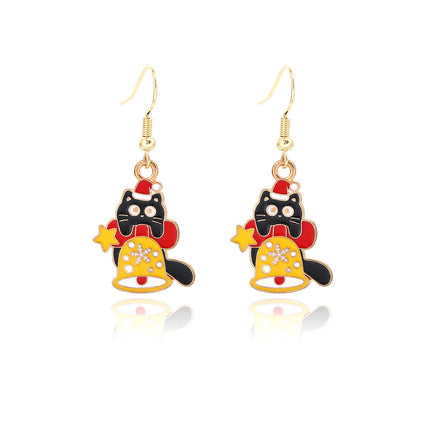 Cross-border personality Christmas series elk gingerbread earrings European and American cartoon oil Santa Claus earrings