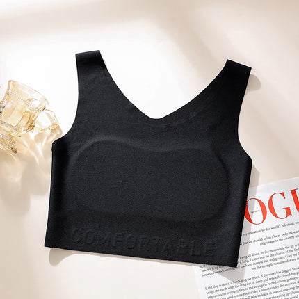 Summer Thin Corset Invisible Seamless Large Size Intimates Big Breasts Appear Smaller Without Rims Push-Up Sports Vest Bra