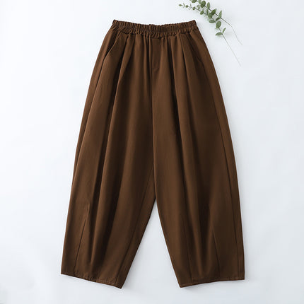 in stock Real Shot Loose Cotton and Linen Wide-leg Pants Women's 2025 Spring New chubby girl plus size Casual All-match Slim Pants