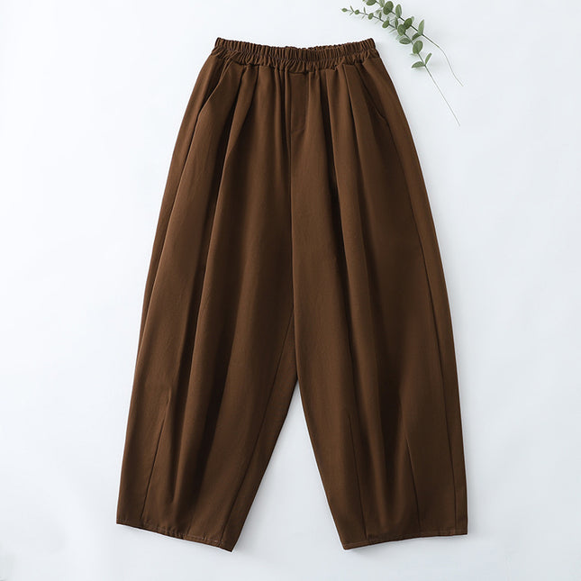 in stock Real Shot Loose Cotton and Linen Wide-leg Pants Women's 2025 Spring New chubby girl plus size Casual All-match Slim Pants