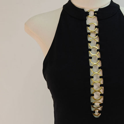 2025 New High Quality Hollow Hot Girl Gradient Metal Ring Tight Neck Jompon Women's New Adjustable