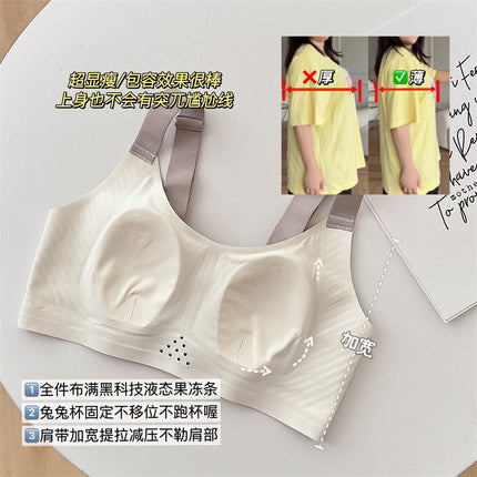 Ultra-thin Non-marking Underwear Women's Large Chest Small Slim-fit Breast Anti-sagging Comfortable plus size Non-rimmed Bra