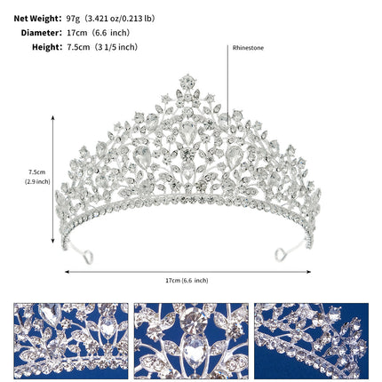 European and American All-match Bride Wedding Hair Accessories Light Luxury Full Diamond Birthday Party Crown Baroque Vintage Rhinestone Crown