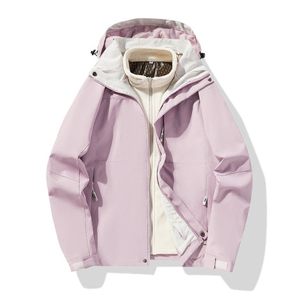 Outdoor Charge Clothes Autumn and Winter New Graphene Removable Three-in-One Two-Piece fleece-lined Thickened Silver Fox Cashmere Jacket