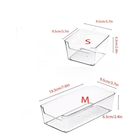 Transparent Notch Storage Box suit Drawer Storage Box Stationery Storage Box Square Cosmetic Storage Box