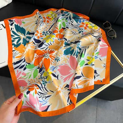 Simulated Silk Printed Silk Scarf for Women, Korean Cashew Leopard Print Headscarf, Four-Season Scarf, Professional Scarf Wholesale