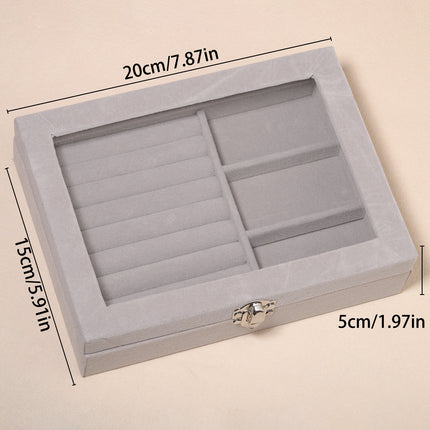 Advanced New Glass Jewelry Box Ring Earrings Earrings Bracelet Necklace Jewelry Display Flannel Jewelry Storage Box